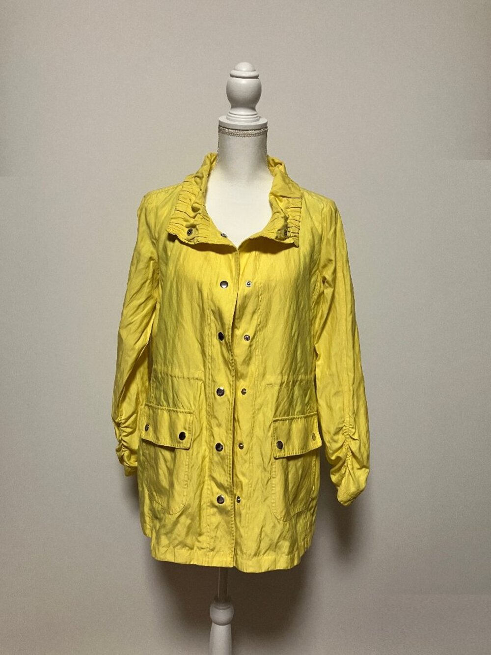 Vintage Sharon Young Yellow Jacket, Geometric Lining, Button Up, Size Small